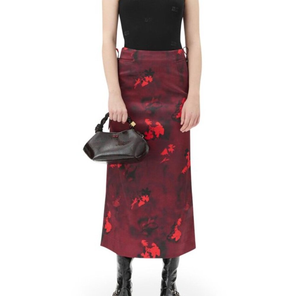 GANNI printed satin maxi skirt size 36